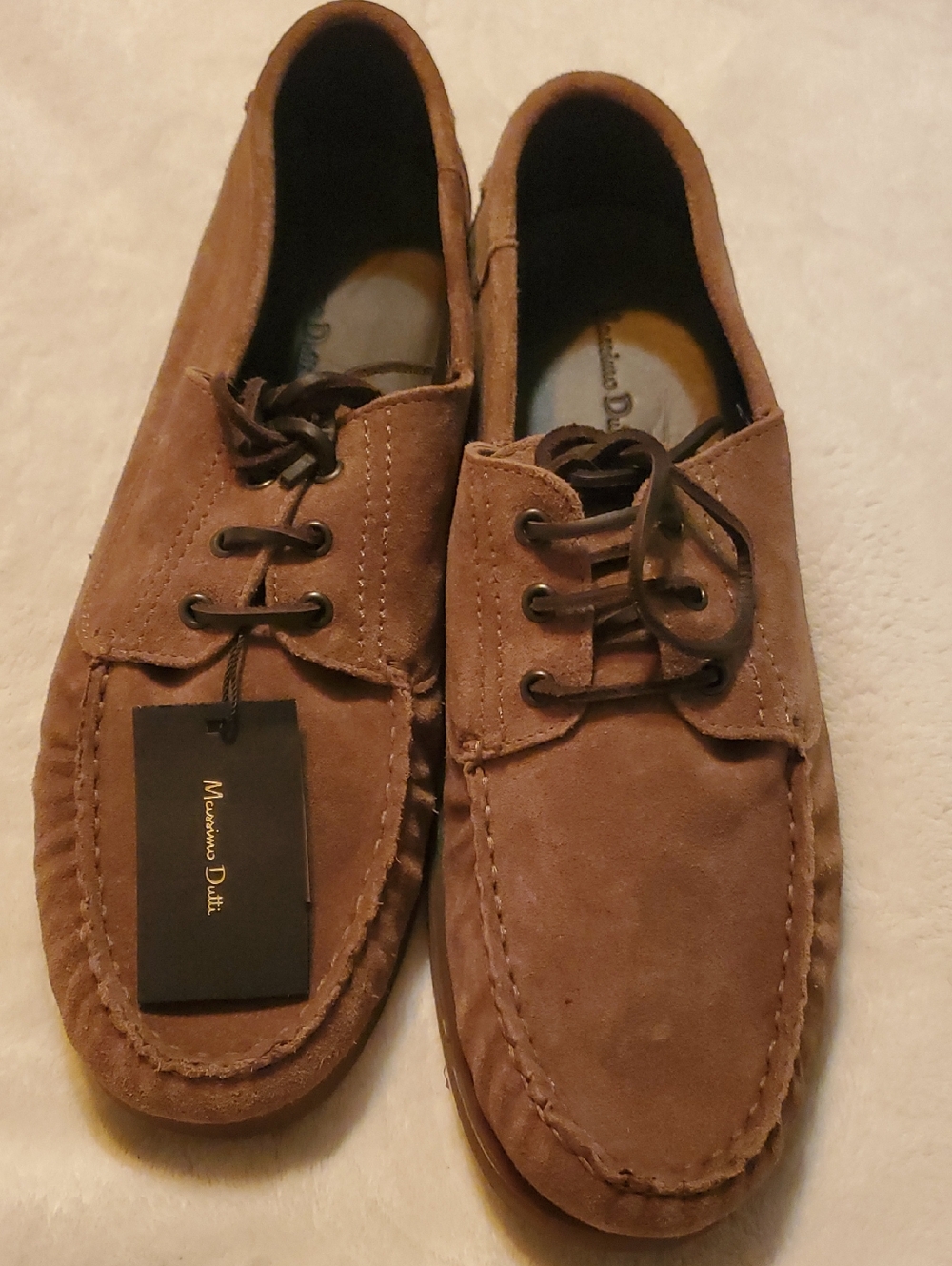 Massimo Dutti Brown Suede Moccasin-Style Lace-Up Loafers